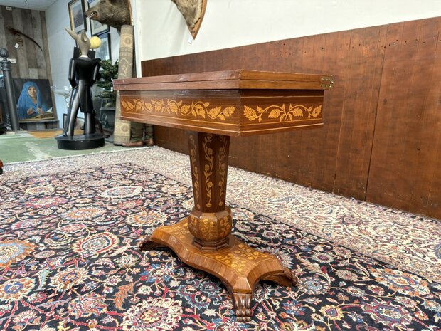 Klassiek-Oud-Antiek-19e-eeuws-Nederlandse-Speeltafel-Game-Table