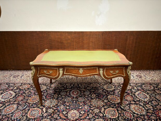 Klassiek-Antiek-Oud-Franse-Louis-XIV-Schrijftafel-Bureau-met-Bronzen-Ornamenten