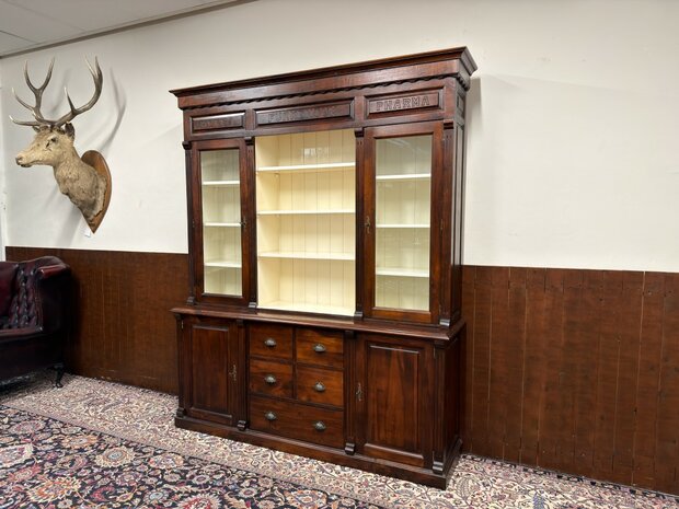 Klassiek-Engels-Antiek-Oud-Chesterfield-Apothekerskast-Boekenkast