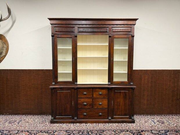 Klassiek-Engels-Antiek-Oud-Chesterfield-Apothekerskast-Boekenkast