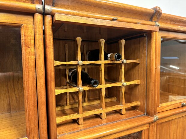 Klassiek-Engels-Antiek-Oud-Chesterfield-Originele-Globe-Wernicke-Wijnrek-in-Boekenkast