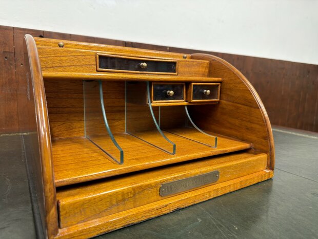 Klassiek-Antiek-Engels-Oud-Chesterfield-Globe-Wernicke-Bureau-Desk-Organizer