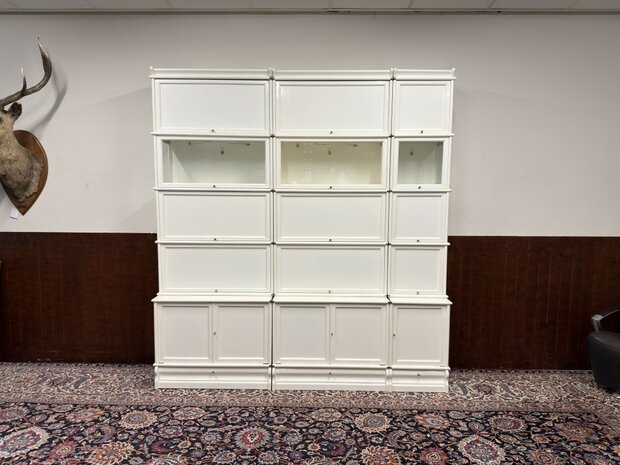 Klassiek-Engels-Antiek-Oud-Originele-Globe-Wernicke-Boekenkast-Wit