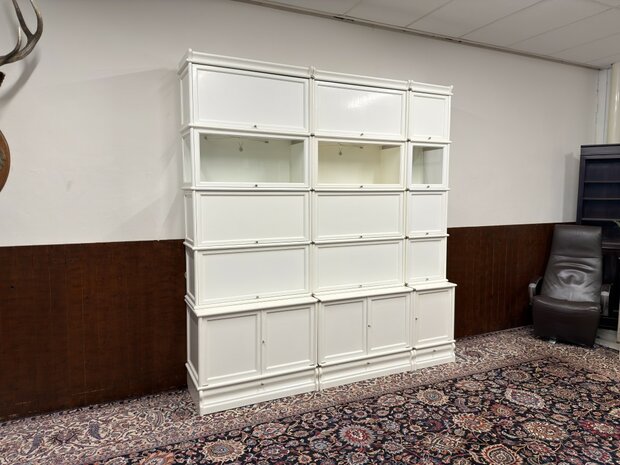 Klassiek-Engels-Antiek-Oud-Originele-Globe-Wernicke-Boekenkast-Wit