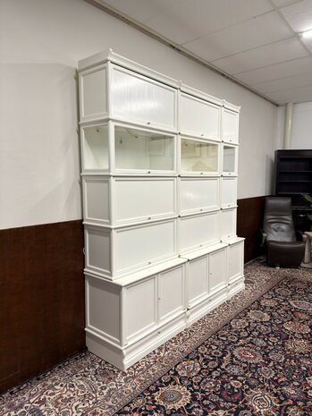 Klassiek-Engels-Antiek-Oud-Originele-Globe-Wernicke-Boekenkast-Wit