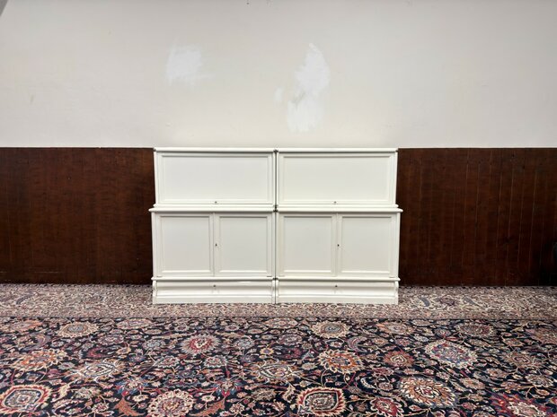 Klassiek-Engels-Antiek-Oud-Originele-Globe-Wernicke-Dressoir-Boekenkast-Wit