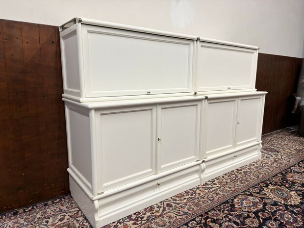 Klassiek-Engels-Antiek-Oud-Originele-Globe-Wernicke-Dressoir-Boekenkast-Wit