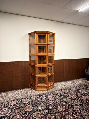 Klassiek-Engels-Antiek-Oud-Originele-Globe-Wernicke-Halfronde-Vitrinekast-Boekenkast