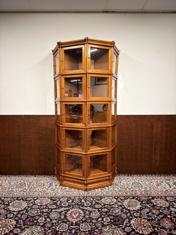 Klassiek-Engels-Antiek-Oud-Originele-Globe-Wernicke-Halfronde-Vitrinekast-Boekenkast