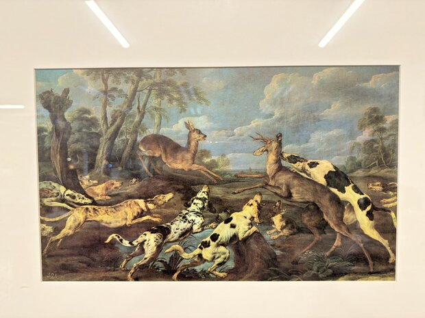 Klassiek-Oud-Antiek-Engels-Prent-met-Wortelnotenhout-Lijst-2