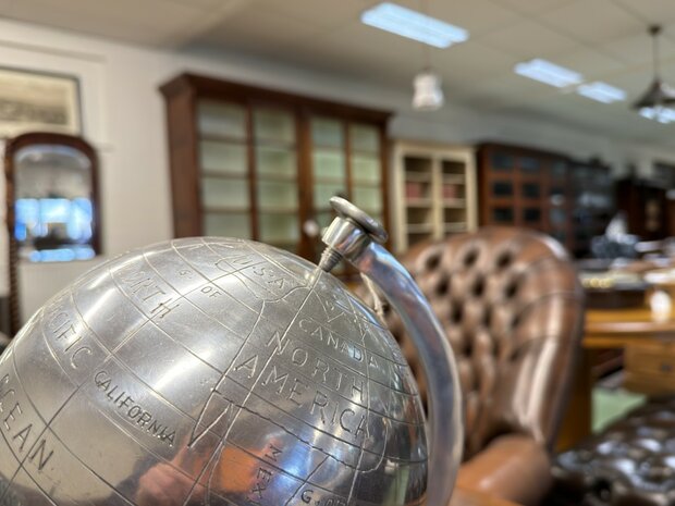 Klassiek-Oud-Antiek-Engels-Wereldbol-Globe