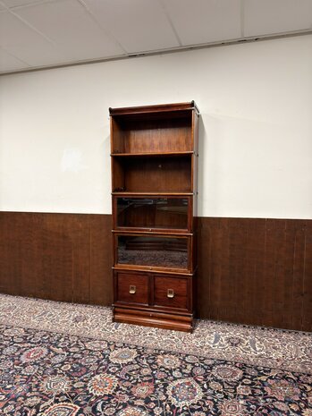 Klassiek-Engels-Antiek-Oud-Chesterfield-Originele-Globe-Wernicke-Boekenkast-Kast-Mahoniehout