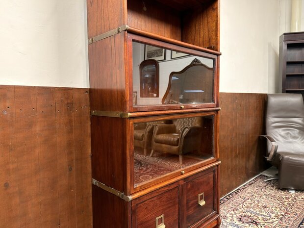 Klassiek-Engels-Antiek-Oud-Chesterfield-Originele-Globe-Wernicke-Boekenkast-Kast-Mahoniehout