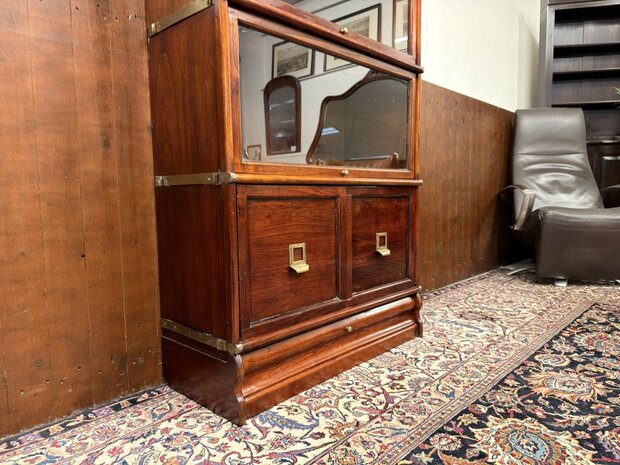 Klassiek-Engels-Antiek-Oud-Chesterfield-Originele-Globe-Wernicke-Boekenkast-Kast-Mahoniehout