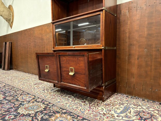 Klassiek-Engels-Antiek-Oud-Chesterfield-Originele-Globe-Wernicke-Boekenkast-Kast-Mahoniehout