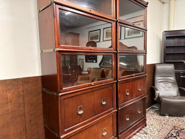 Klassiek-Engels-Antiek-Oud-Chesterfield-Originele-Globe-Wernicke-Boekenkast-Kast-Mahoniehout