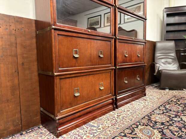 Klassiek-Engels-Antiek-Oud-Chesterfield-Originele-Globe-Wernicke-Boekenkast-Kast-Mahoniehout