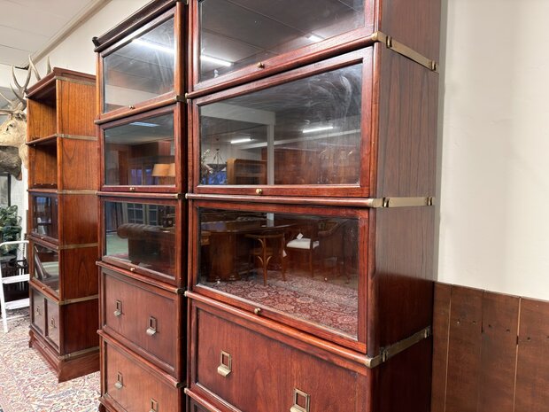 Klassiek-Engels-Antiek-Oud-Chesterfield-Originele-Globe-Wernicke-Boekenkast-Kast-Mahoniehout