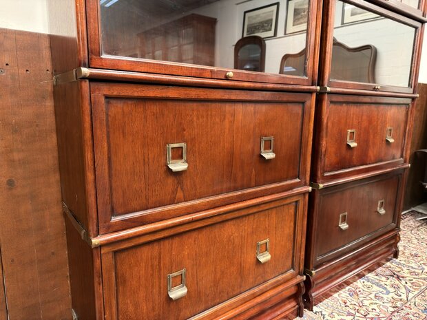 Klassiek-Engels-Antiek-Oud-Chesterfield-Originele-Globe-Wernicke-Boekenkast-Kast-Mahoniehout