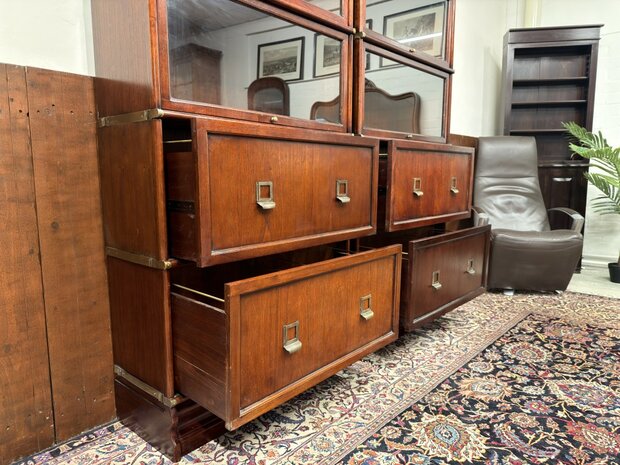 Klassiek-Engels-Antiek-Oud-Chesterfield-Originele-Globe-Wernicke-Boekenkast-Kast-Mahoniehout