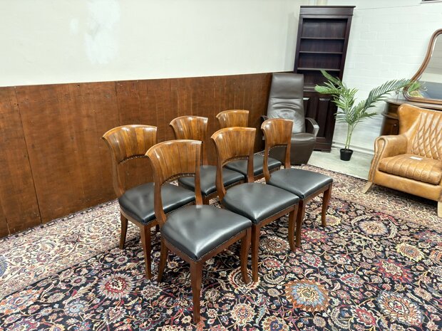 Klassiek-Engels-Antiek-Oud-Chesterfield-Set-Stoelen-Eetkamerstoelen-Stoel