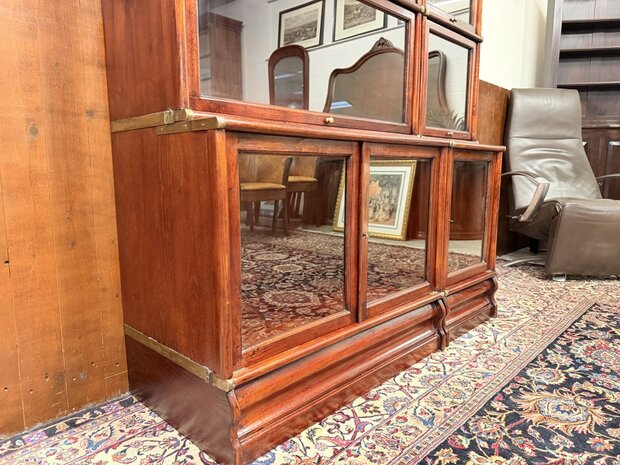 Klassiek-Engels-Antiek-Oud-Chesterfield-Mahonie-Globe-Wernicke-Boekenkast-Kast