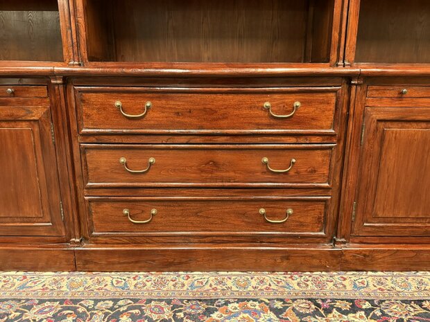 Klassiek-Engels-Antiek-Oud-Chesterfield-Eikenhout-Boekenkast-Bibliotheekkast-Kast