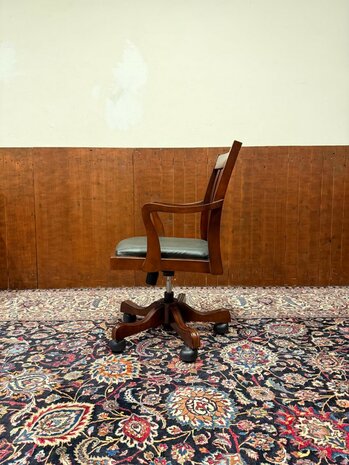 Klassiek-Engels-Antiek-Oud-Bureaustoel-President-Chair