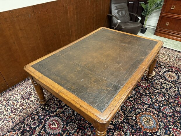 Antiek-Klassiek-Oud-Engels-Chesterfield-Schrijftafel-Bureau-Partnerdesk