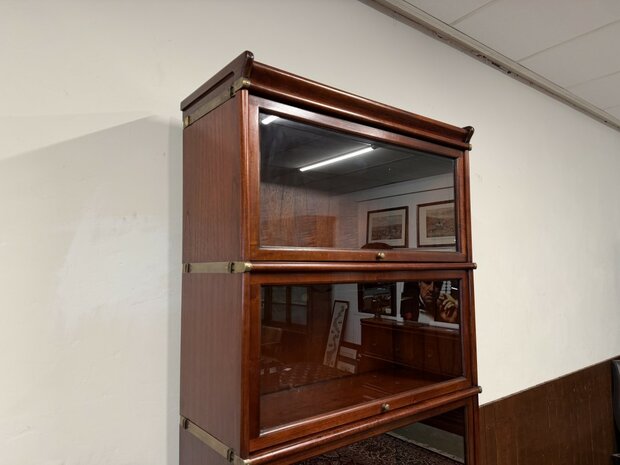 Klassiek-Oud-Antiek-Engels-Chesterfield-Originele-Globe-Wernicke-Boekenkast-Vitrinekast-Kast-6