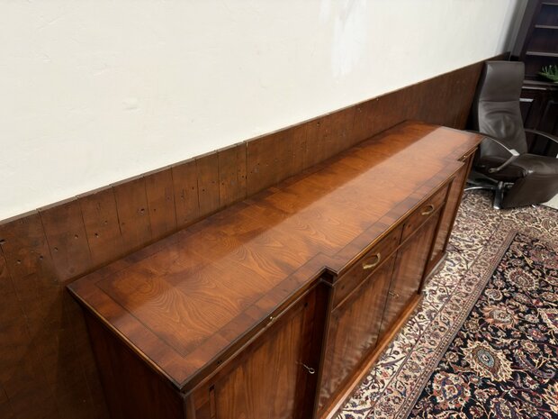 Klassiek-Engels-Antiek-Oud-Chesterfield-Vintage-Art-Deco-Dressoir-Kantoorkast-Kast-Kersenhout