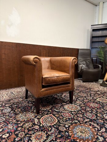 Klassiek-Oud-Antiek-Engels-Antiek-Vintage-Chesterfield-Schaap-Leder-Fauteuil-Arm-Chair-Laura-Ashley