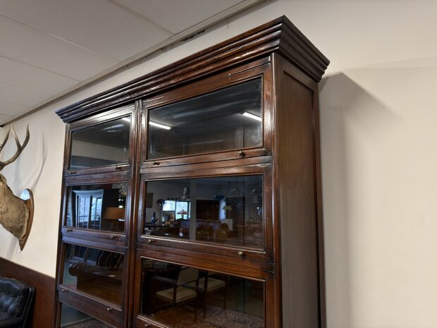 Klassiek-Oud-Antiek-Engels-Antiek-Vintage-Chesterfield-Globe-Wernicke-Boekenkast-Kast