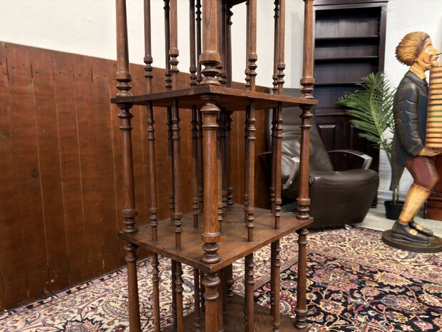 Klassiek-Oud-Antiek-Engels-Antiek-Vintage-Chesterfield-Boekenmolen-Boekenrek-Boekenkast