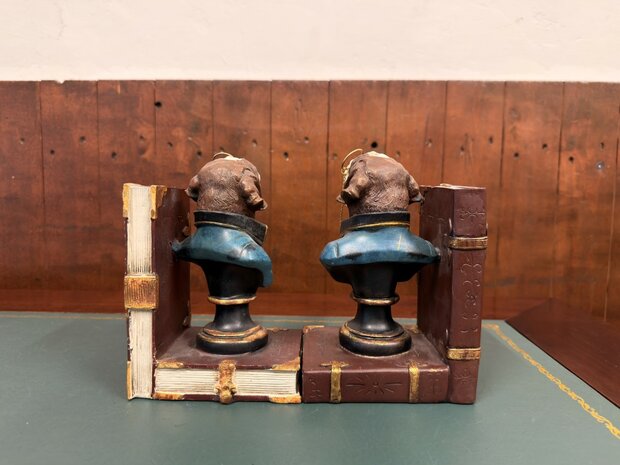 Klassiek-Engels-Vintage-Antiek-Oud-Chesterfield-Boxer-Boekensteun-Boeken-Steun