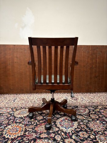 Klassiek-Antiek-Oud-Chesterfield-Engels-Vintage-Bureaustoel-Stoel-President-Chair