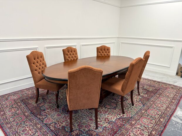 Set-Klassiek-Antiek-Oud-Engels-Chesterfield-Vintage-Set-Stoelen-Eetkamerstoelen