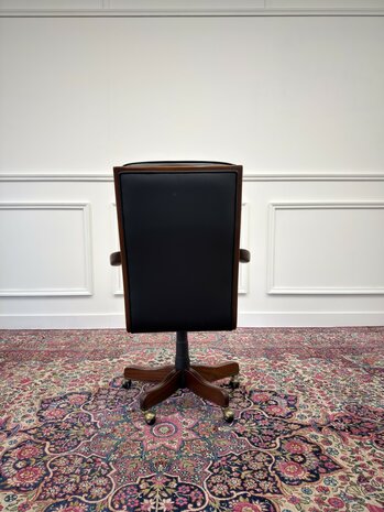 Klassiek-Antiek-Oud-Engels-Chesterfield-Set-Vintage-Heldense-Exclusive-Bureaustoel-President-Chair-Zwart