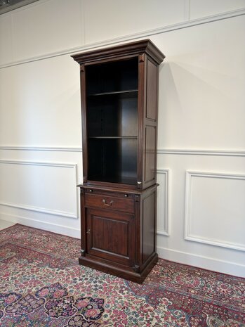 Klassiek-Engels-Oud-Antiek-Vintage-Chesterfield-Mahonie-Boekenkast-Kast