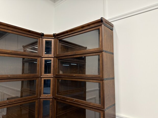 Klassiek-Engels-Oud-Antiek-Vintage-Chesterfield-Globe-Wernicke-Stijl-Boekenkast-Hoekkast-Bibliotheekkast