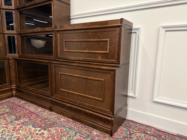 Klassiek-Engels-Oud-Antiek-Vintage-Chesterfield-Globe-Wernicke-Stijl-Boekenkast-Hoekkast-Bibliotheekkast