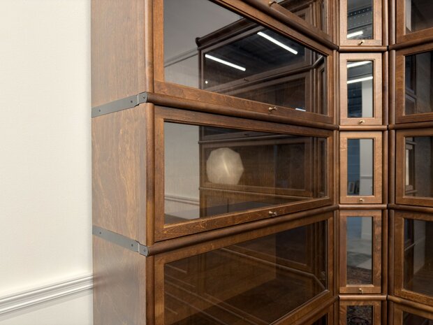 Klassiek-Engels-Oud-Antiek-Vintage-Chesterfield-Globe-Wernicke-Stijl-Boekenkast-Hoekkast-Bibliotheekkast