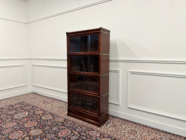 Klassiek-Engels-Antiek-Oud-Vintage-Chesterfield-Originele-Globe-Wernicke-Boekenkast-Kast
