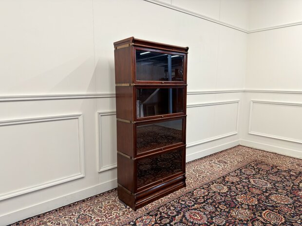 Klassiek-Engels-Antiek-Oud-Vintage-Chesterfield-Originele-Globe-Wernicke-Boekenkast-Kast
