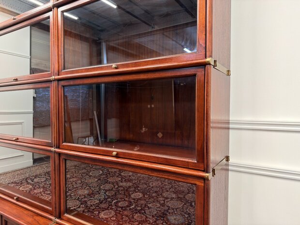 Klassiek-Engels-Antiek-Oud-Vintage-Chesterfield-Set-Originele-Globe-Wernicke-Boekenkast-Bibliotheekkast-Kast
