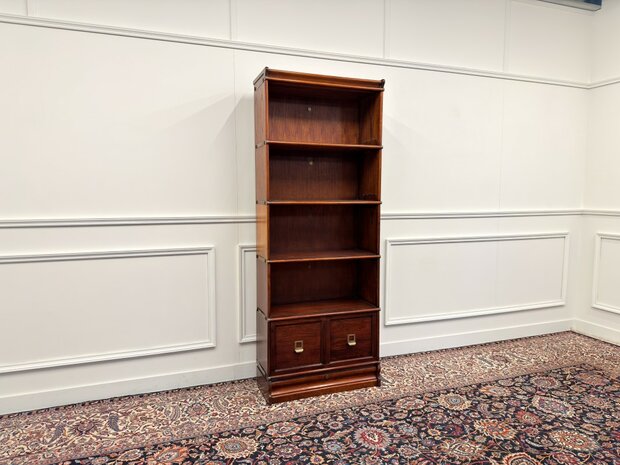 Klassiek-Engels-Antiek-Oud-Vintage-Chesterfield-Originele-Globe-Wernicke-Open-Boekenkast-Kast