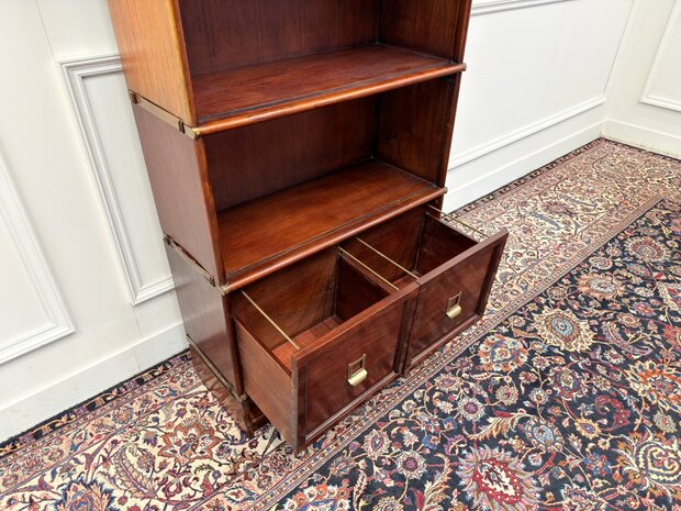 Klassiek-Engels-Antiek-Oud-Vintage-Chesterfield-Originele-Globe-Wernicke-Open-Boekenkast-Kast-12