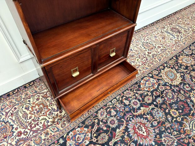 Klassiek-Engels-Antiek-Oud-Vintage-Chesterfield-Originele-Globe-Wernicke-Open-Boekenkast-Kast-13
