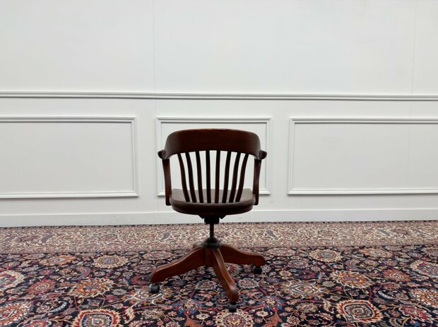 Klassiek-Engels-Antiek-Oud-Vintage-Chesterfield-Amerikaanse-Bureaustoel-Desk-Chair