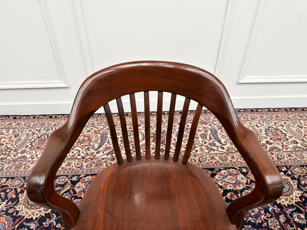 Klassiek-Engels-Antiek-Oud-Vintage-Chesterfield-Amerikaanse-Bureaustoel-Desk-Chair